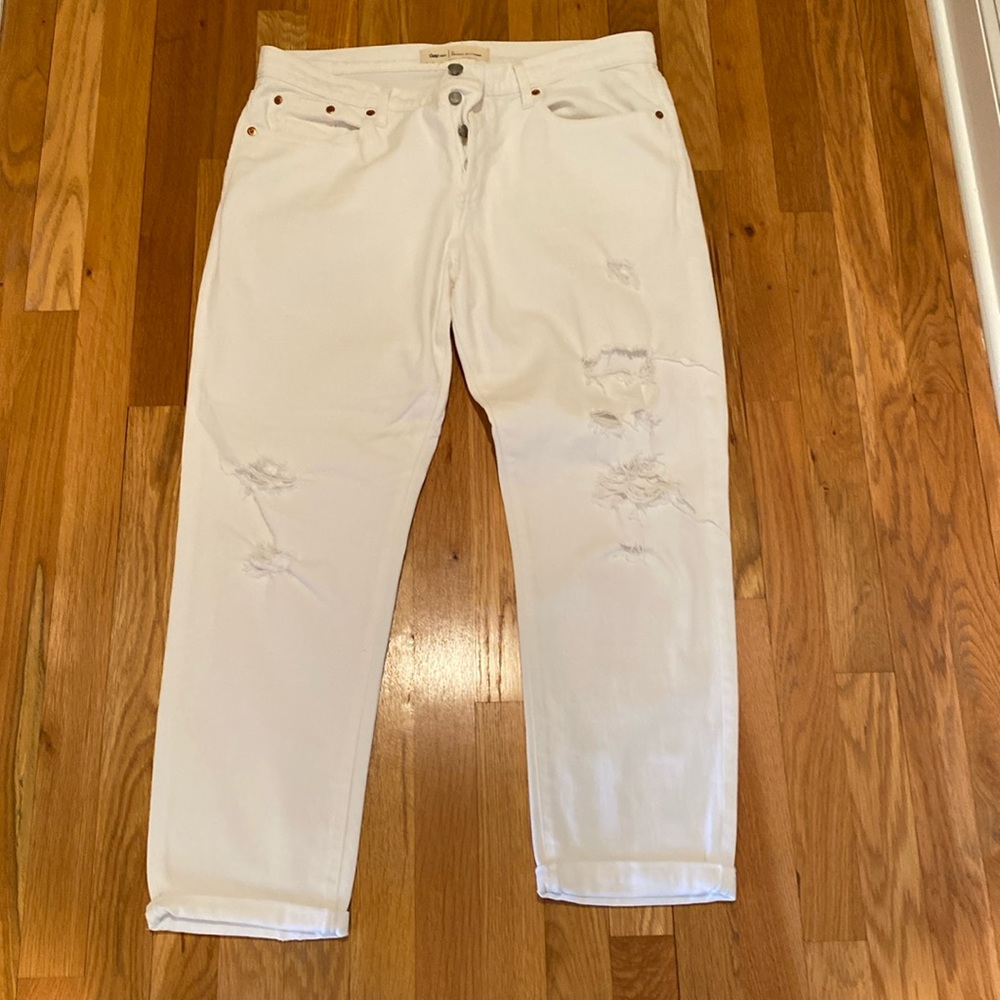Gap White Distressed Jeans